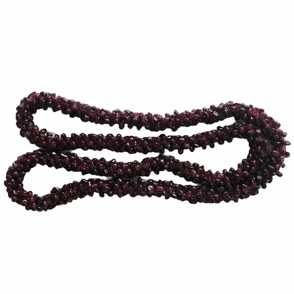 Vintage Woven Garnet Bead Necklace EUC - Picture 5 of 6